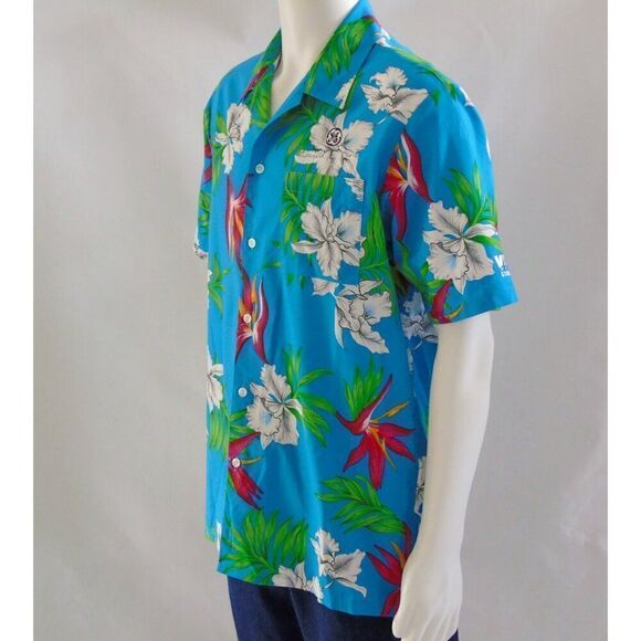 Hawaiian Shirt Floral Aloha Mens Sz L Vintage Made In USA 9th Wave by Scorpio - Picture 3 of 5